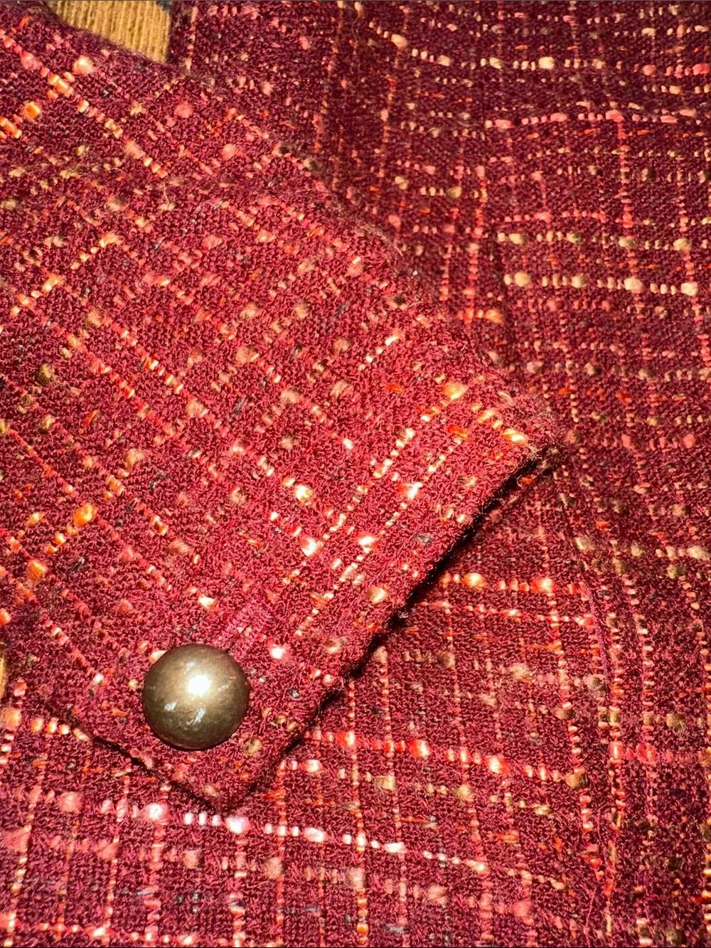 Laura Ashley Burgundy Tweed Button Jacket blazer ladies sz petite S